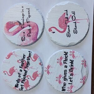 Set Of Pink Flamingo Coasters (4)